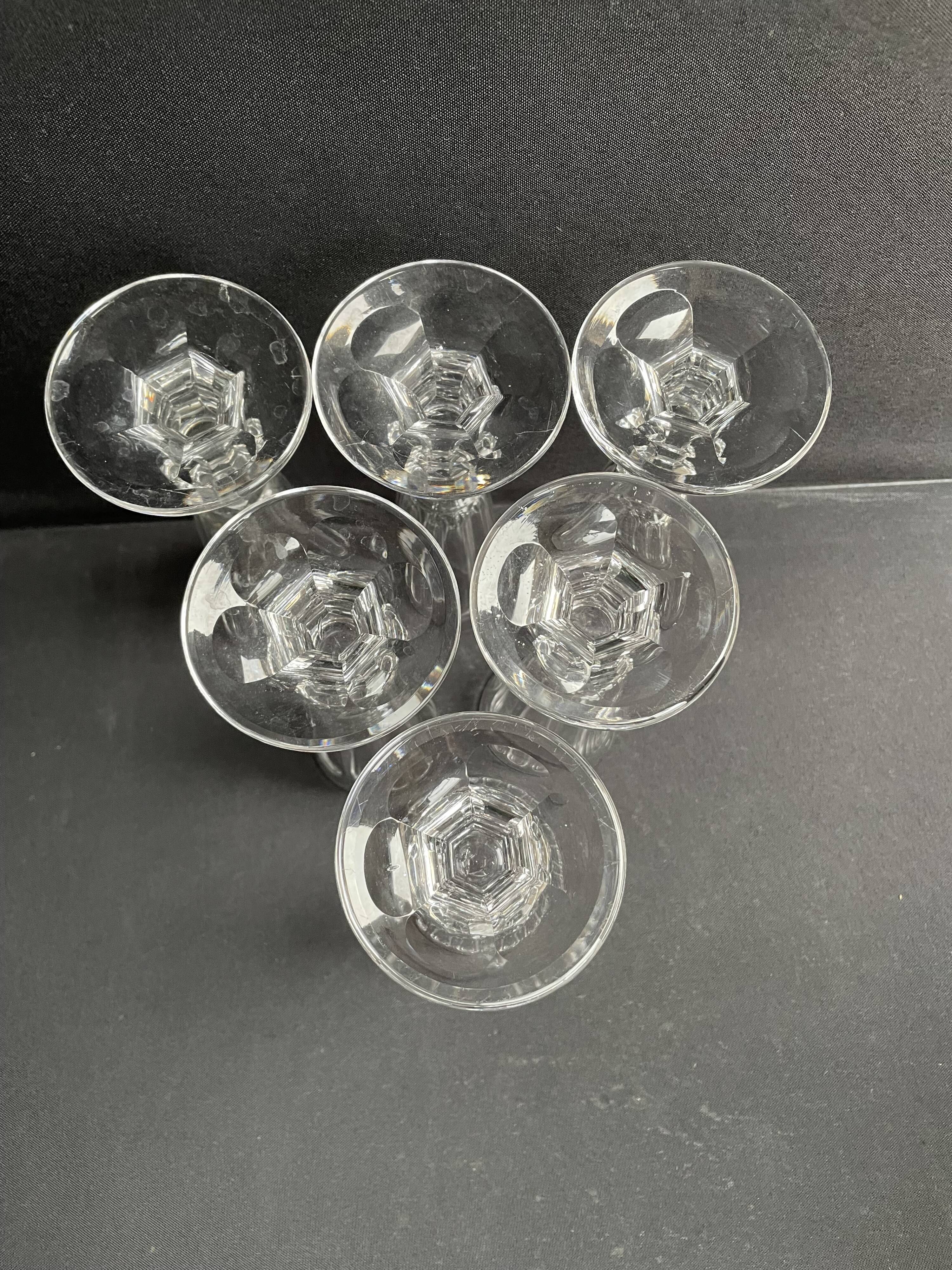 6 Baccarat/Saint Louis champagne flutes - 19th century