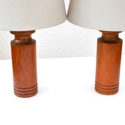 Large mid-century modern Danish teak table lamps, set of 2