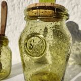 Mustard pot & blown glass jar Yellow "BIOT"