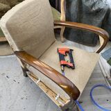 Fauteuil Art Déco en tissu vert