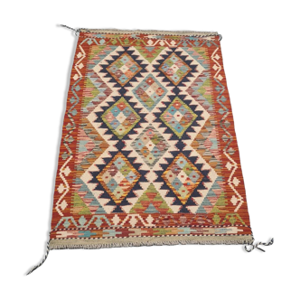 Tapis Kilim afghan vintage en laine vierge 79x119, années 1980