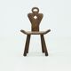 Brutalist Spanish Side Chair Stool in Solid Oak, 1960s