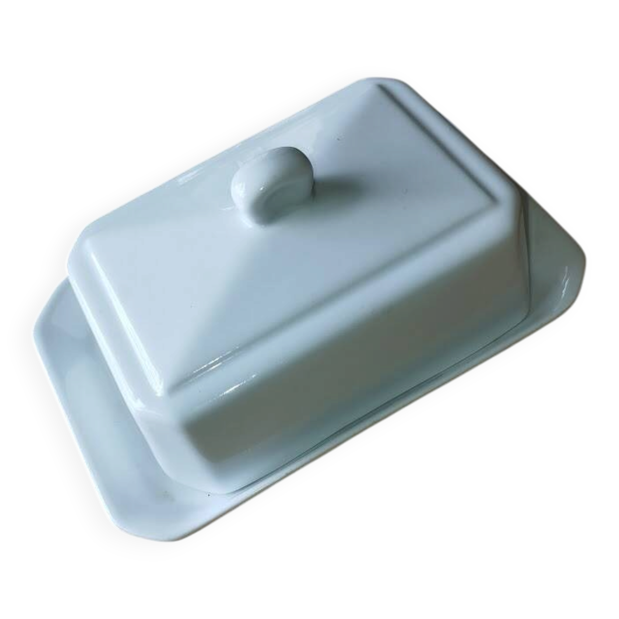 Vintage butter dish with lid in Limoges porcelain - Signed MPS
