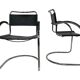 Set of 4 bauhaus cantilever chairs black leather and chrome design