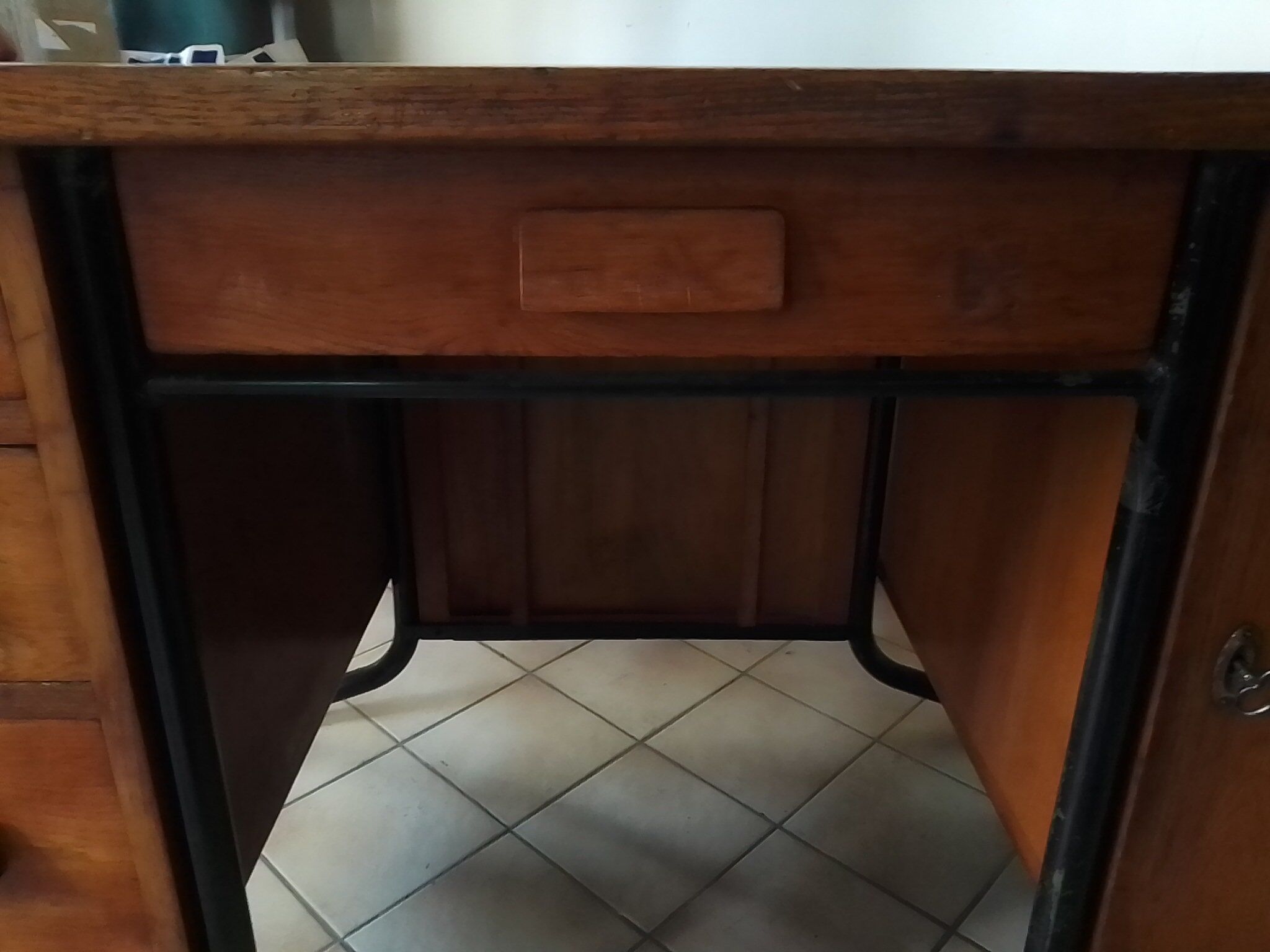 Vintage metal wooden desk and frame
