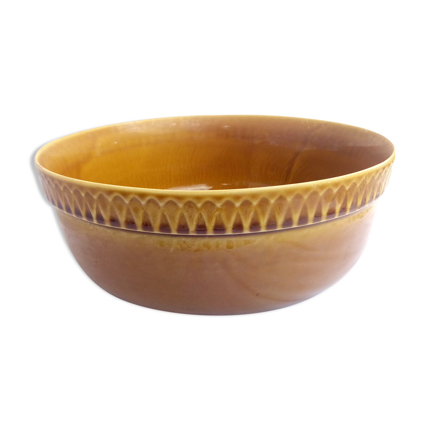 Polish ochre ceramic salad bowl