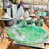 Large green ceramic plate by Tamegroute - 60 cm