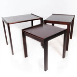 Set of nesting tables in dark wood of Danish design from the 1960s