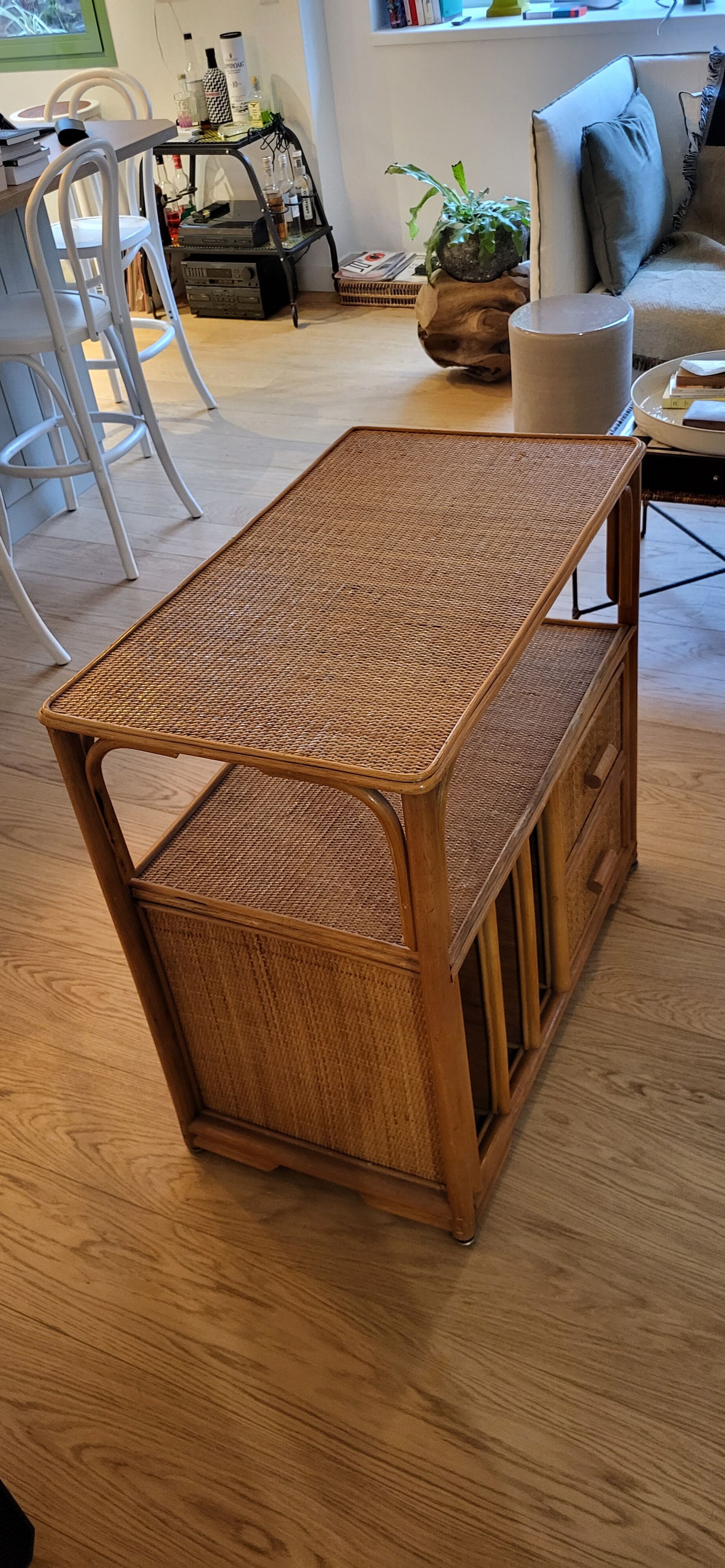 Rattan vinyl storage cabinet