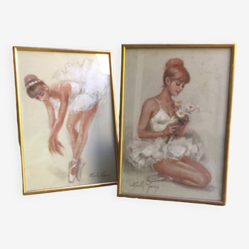 Very beautiful pair of pastels signed Charley Garry. the ballerinas