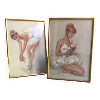 Very beautiful pair of pastels signed Charley Garry. the ballerinas