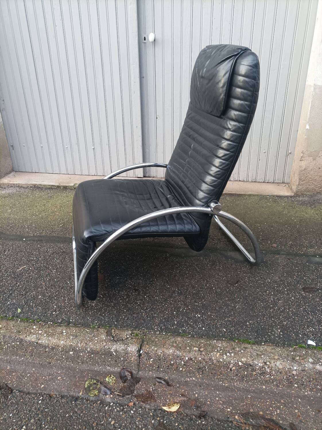 Vintage black leather armchair