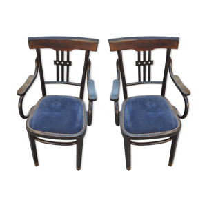 Paire de fauteuils en - noirci 1900