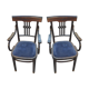 Pair of chairs time-blackened wooden 1900 Blue Velvet