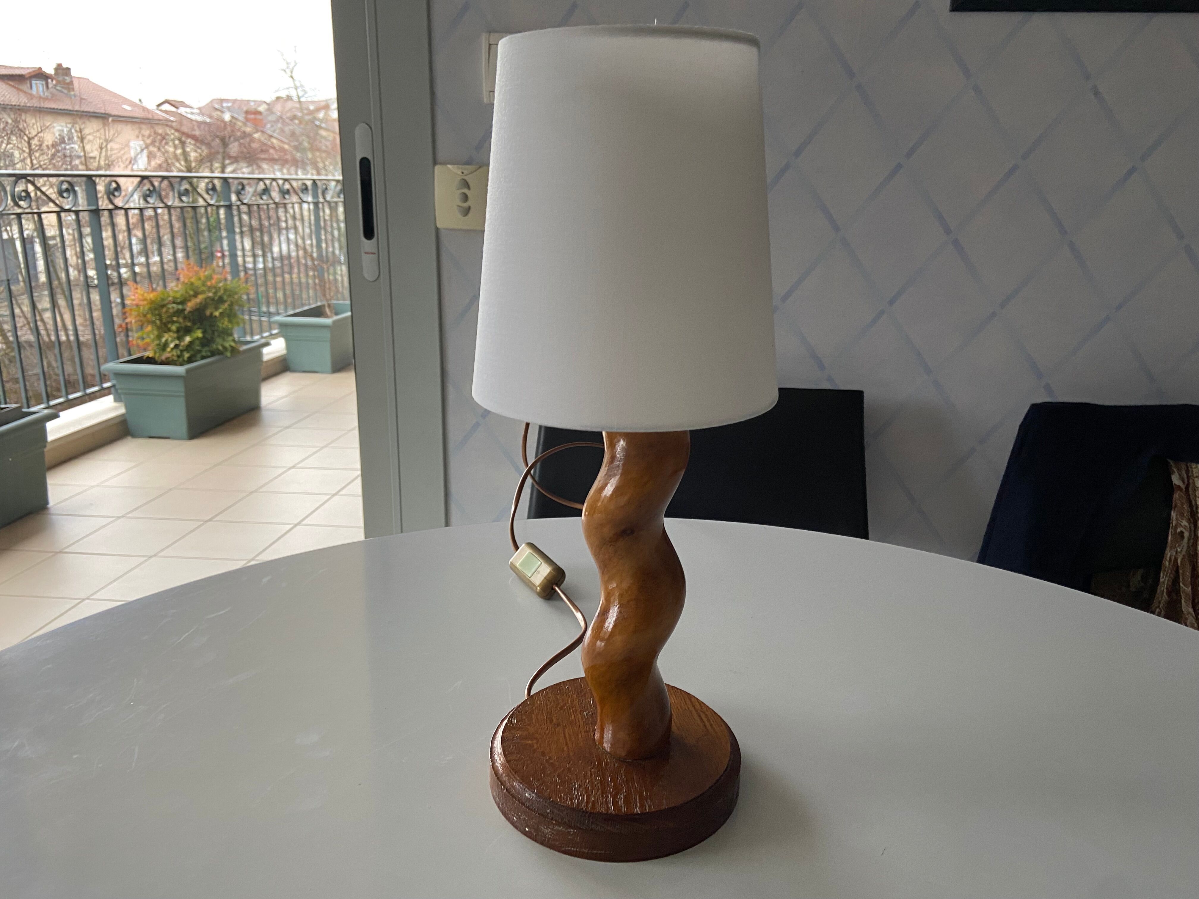 Brutalist wooden lamp