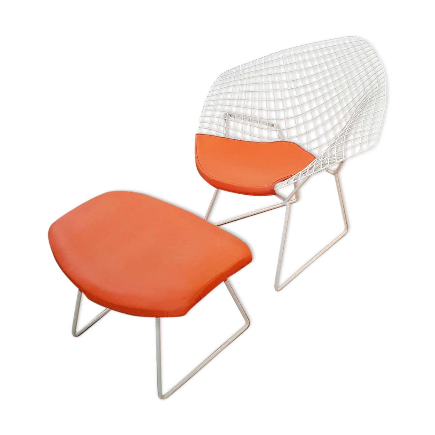 Diamond armchair and ottoman by Harry Bertoia