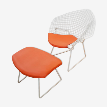 Fauteuil Diamond et son ottoman par Harry Bertoia (Diamant)