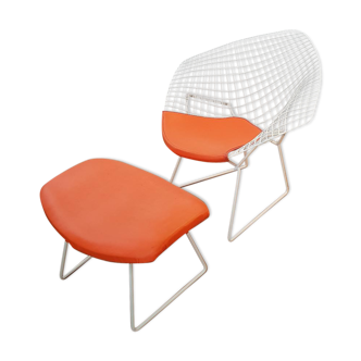 Diamond armchair and ottoman by Harry Bertoia