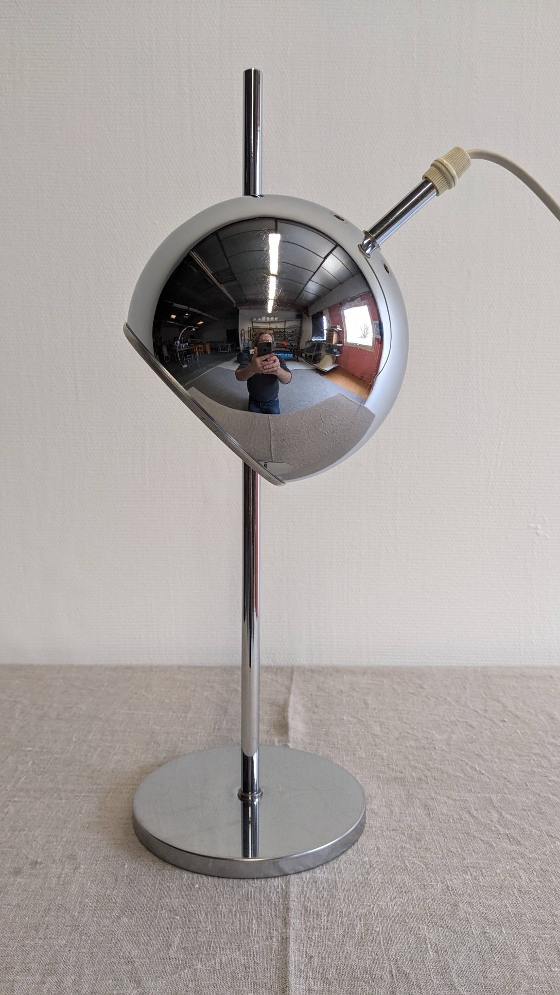 Chrome eye ball lamp, space age, Germany circa 1970.