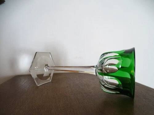 BACCARAT "Malmaison" Glass wine rhinestone double green antique - 19 cm