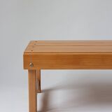 Banc ou table basse en pin blond, Années 70