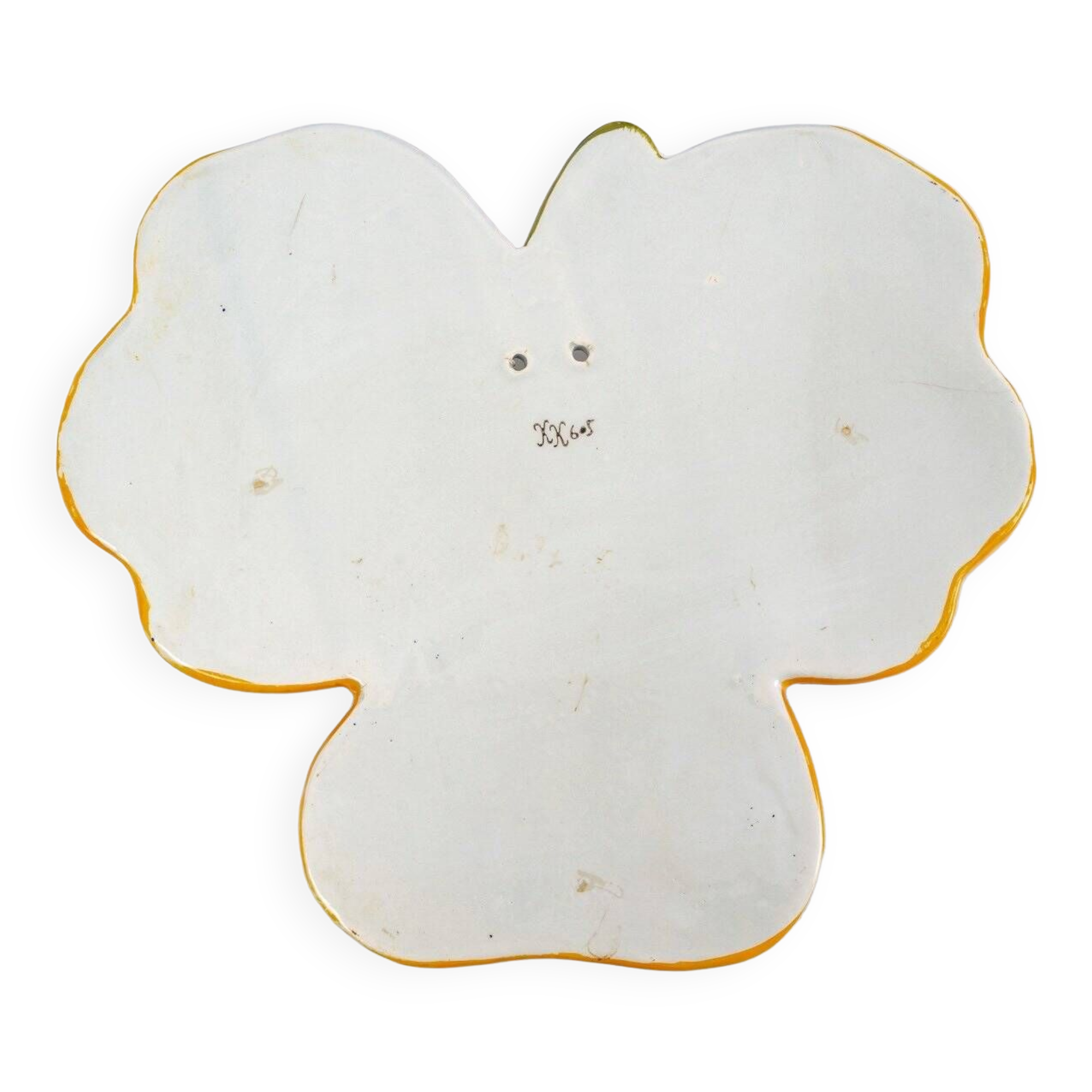 Desvres earthenware wall vase - Three Leaf Clover - period: 20th Century