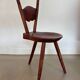 Antique wooden farmhouse tripod (side) chair, 1900s