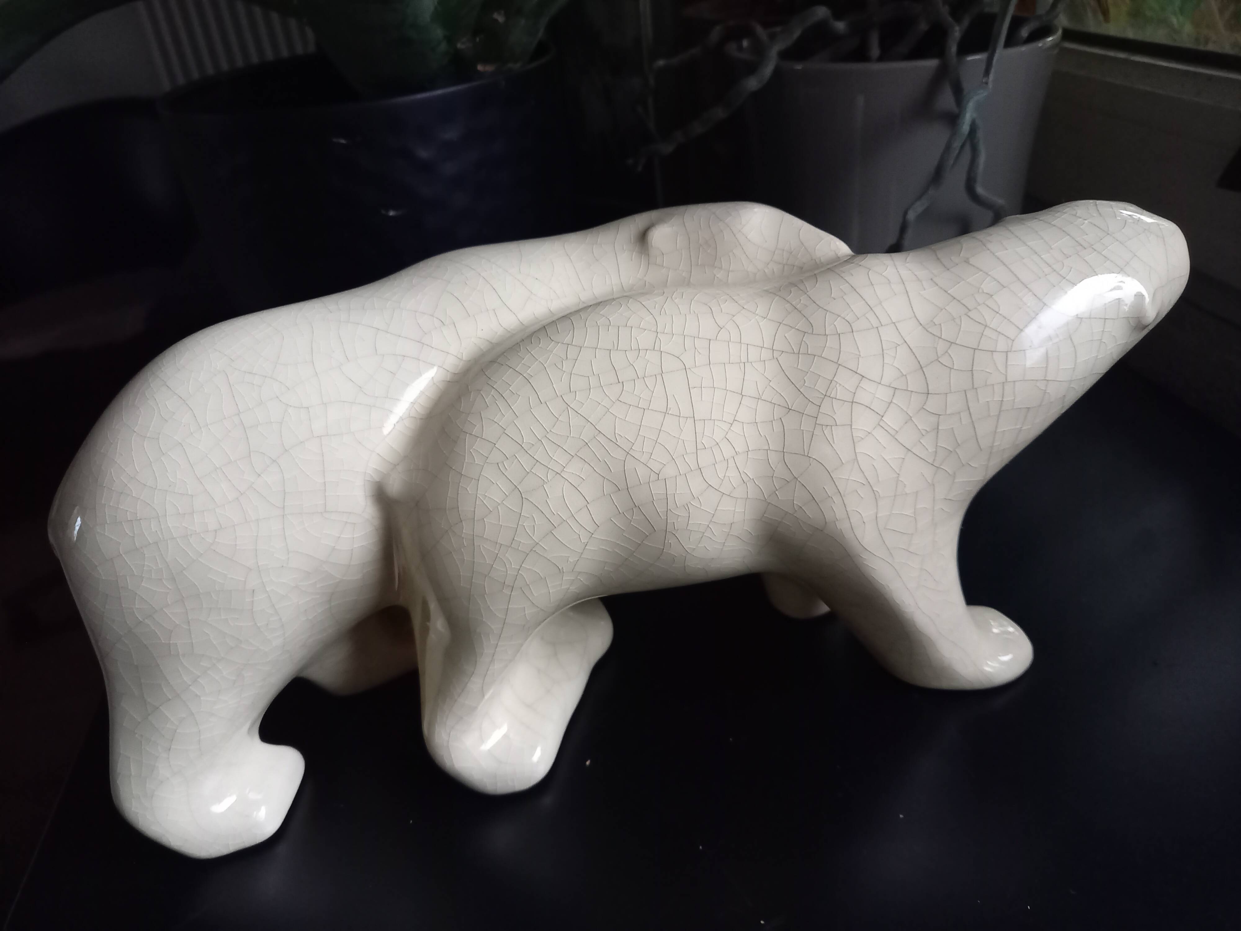 Polar Bears in Art Deco glazed ceramic by Le Dauphin