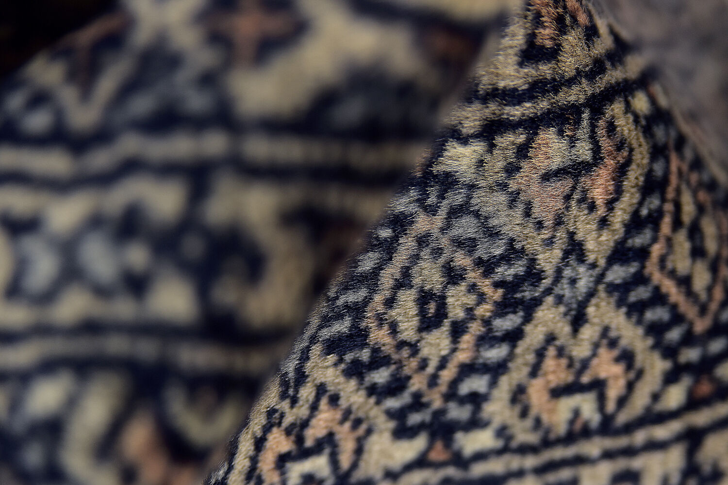 Vintage pakistani hand-woven oriental blue bukhara rug from ikea, 1960s