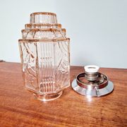 Plafonnier Art Déco Skyscraper en verre transparent rose, années 1920-30