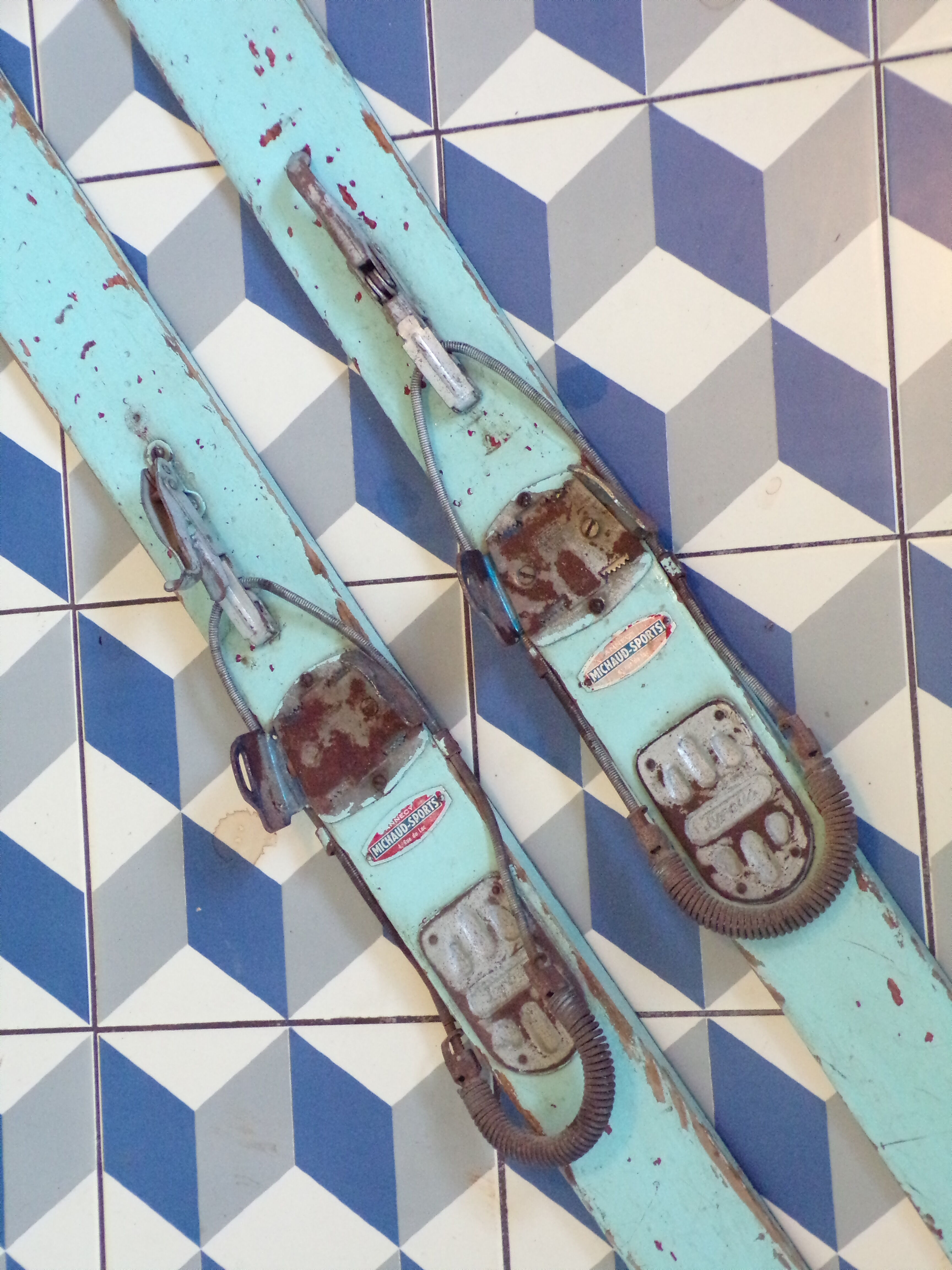 Vintage wooden skis