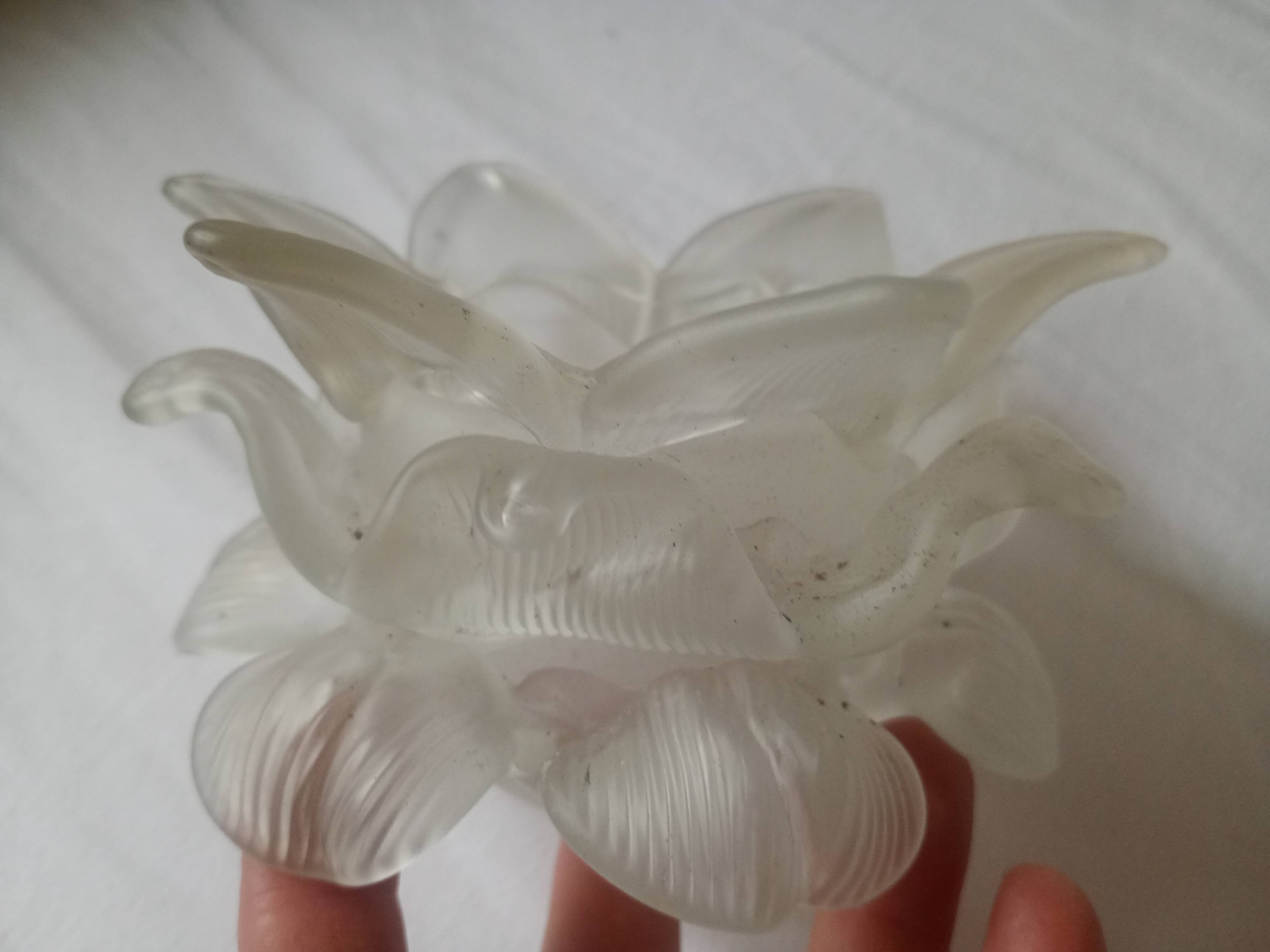 Grande Tulipe ancienne en forme de fleur "rose" - verre dépoli