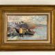 Oil on canvas "The Fishermen and the Doris" by Claude Persini. 20th century.