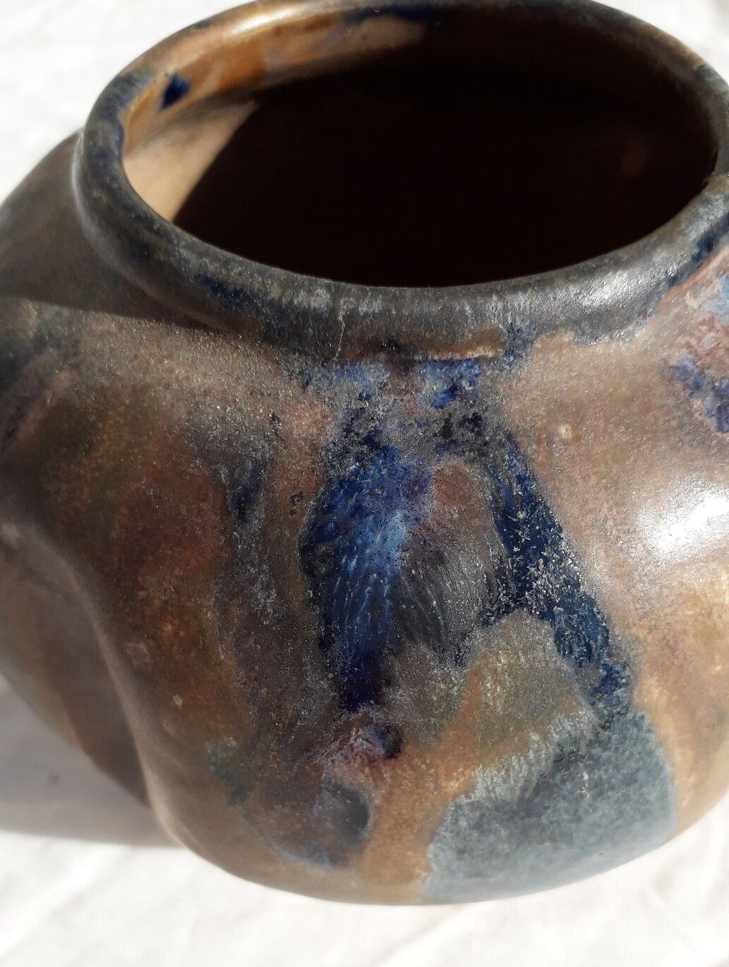 Signed stoneware ball vase