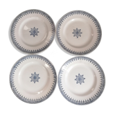 Lot de 4 assiettes St Amand Terre de Fer. Étoile de neige
