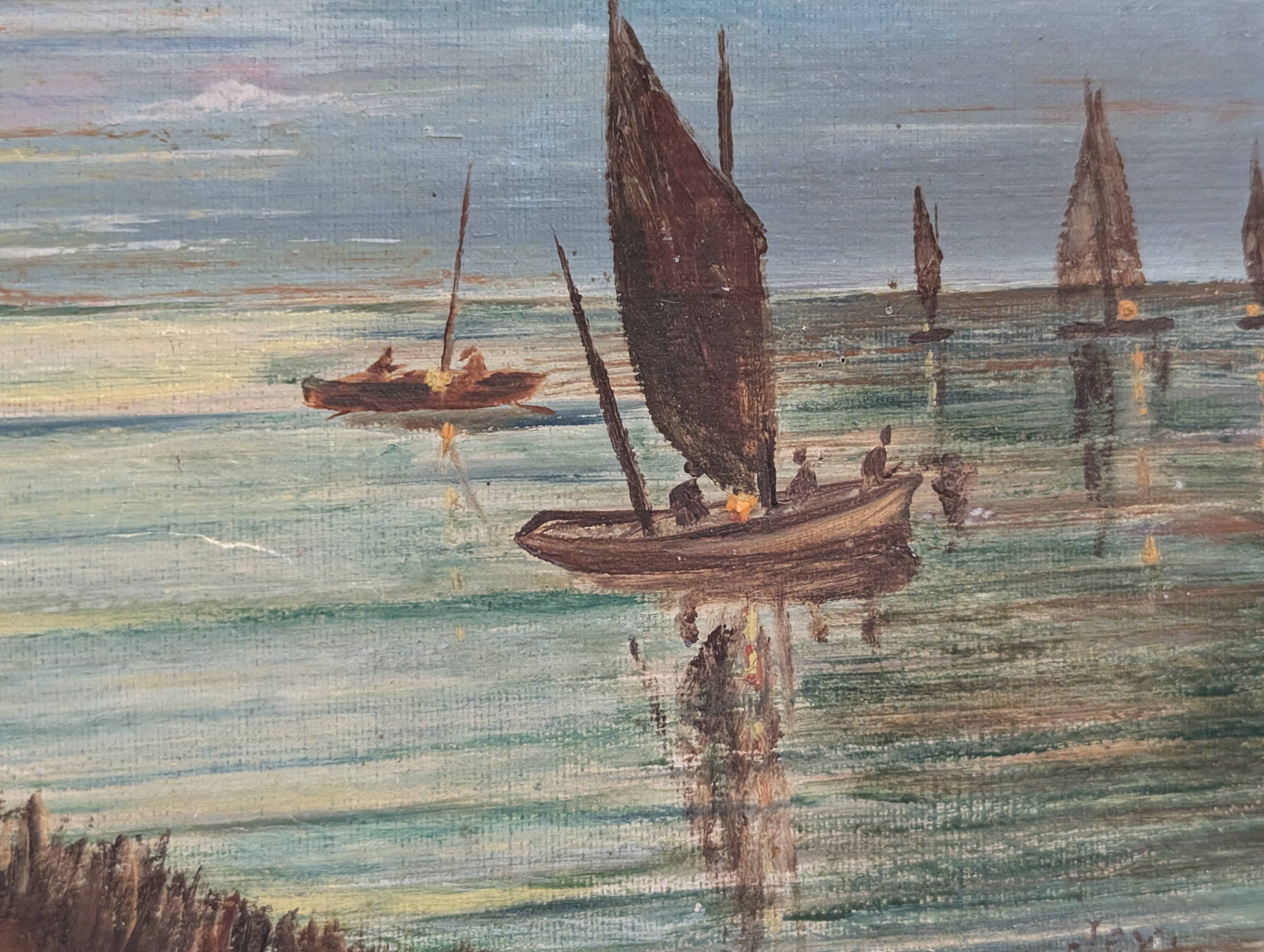 Old oil painting on canvas from the 19th/20th century.