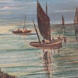 Old oil painting on canvas from the 19th/20th century.