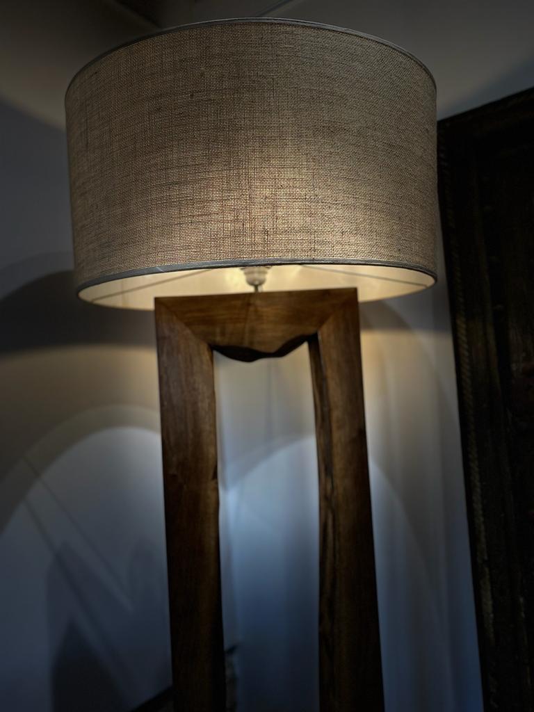 Walnut wood floor lamp