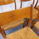 Set of 6 vintage teak Danish rope chairs Gessef Consorzio Sedie Friuli
