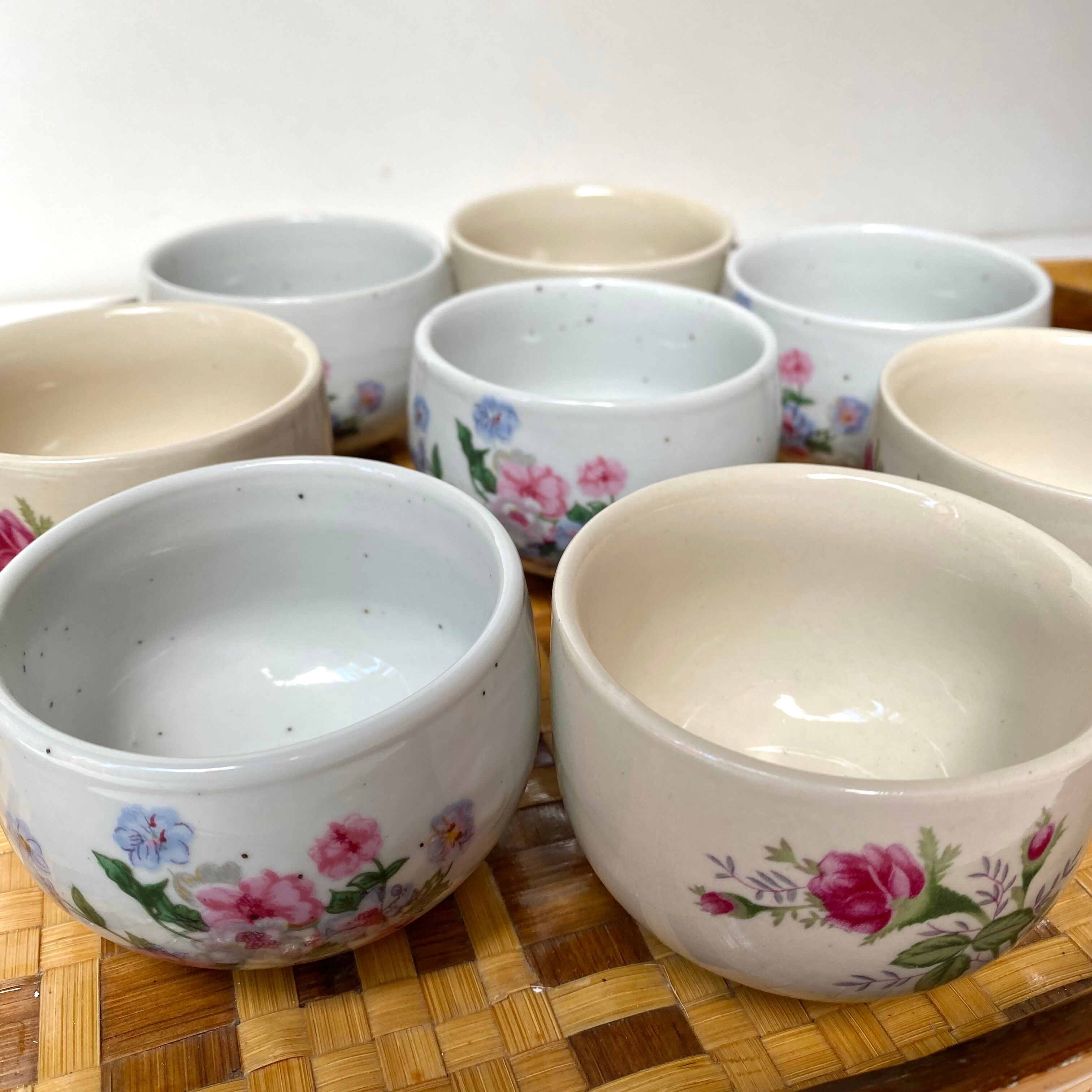 Vintage stoneware coffee tea cups