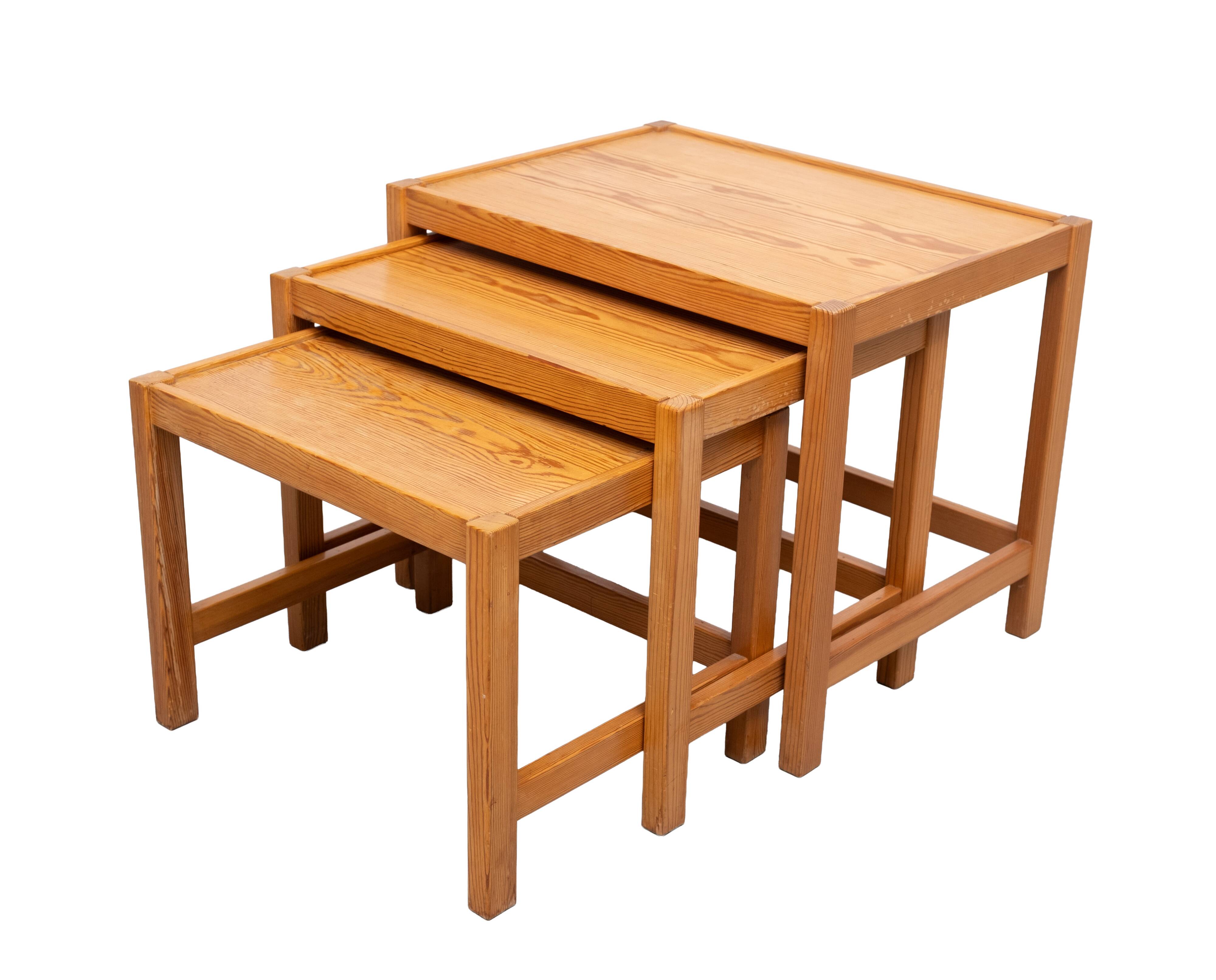 Solid Pine nesting tables Design Kurt Østervig 1960s Denmark