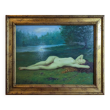 Painting on bare wood lying in a clearing