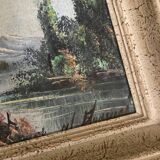 Signed mountain landscape painting.