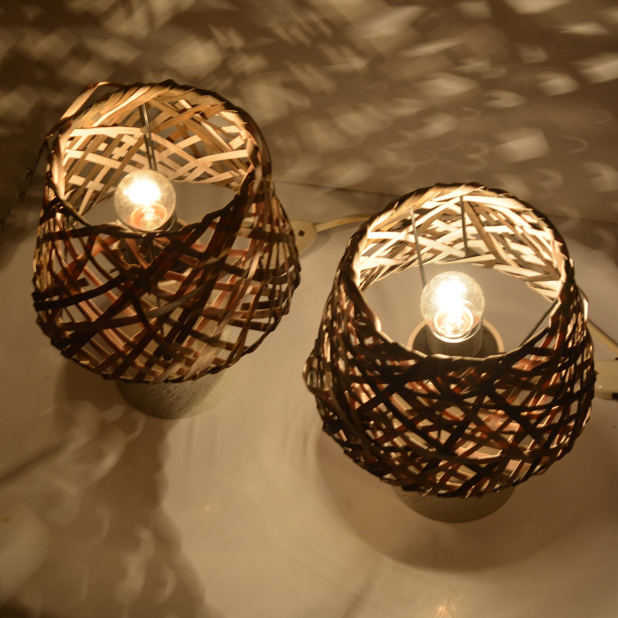 A pair of bedside lamps, porcelain base, Unterweisbach, Germany, 1970s.
