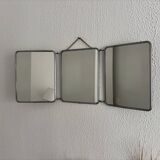 Vintage 1960s Arpin silver triptych barber mirror - 28 x 70 cm