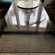Chrome and smoked glass coffee table on wheels 1970