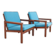 Ensemble de 2 fauteuils en teck "Capella" restaurés d'Illum Wikkelsø / Niels Eilersen.