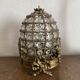 Table lamp in brass, beads and glass pendants