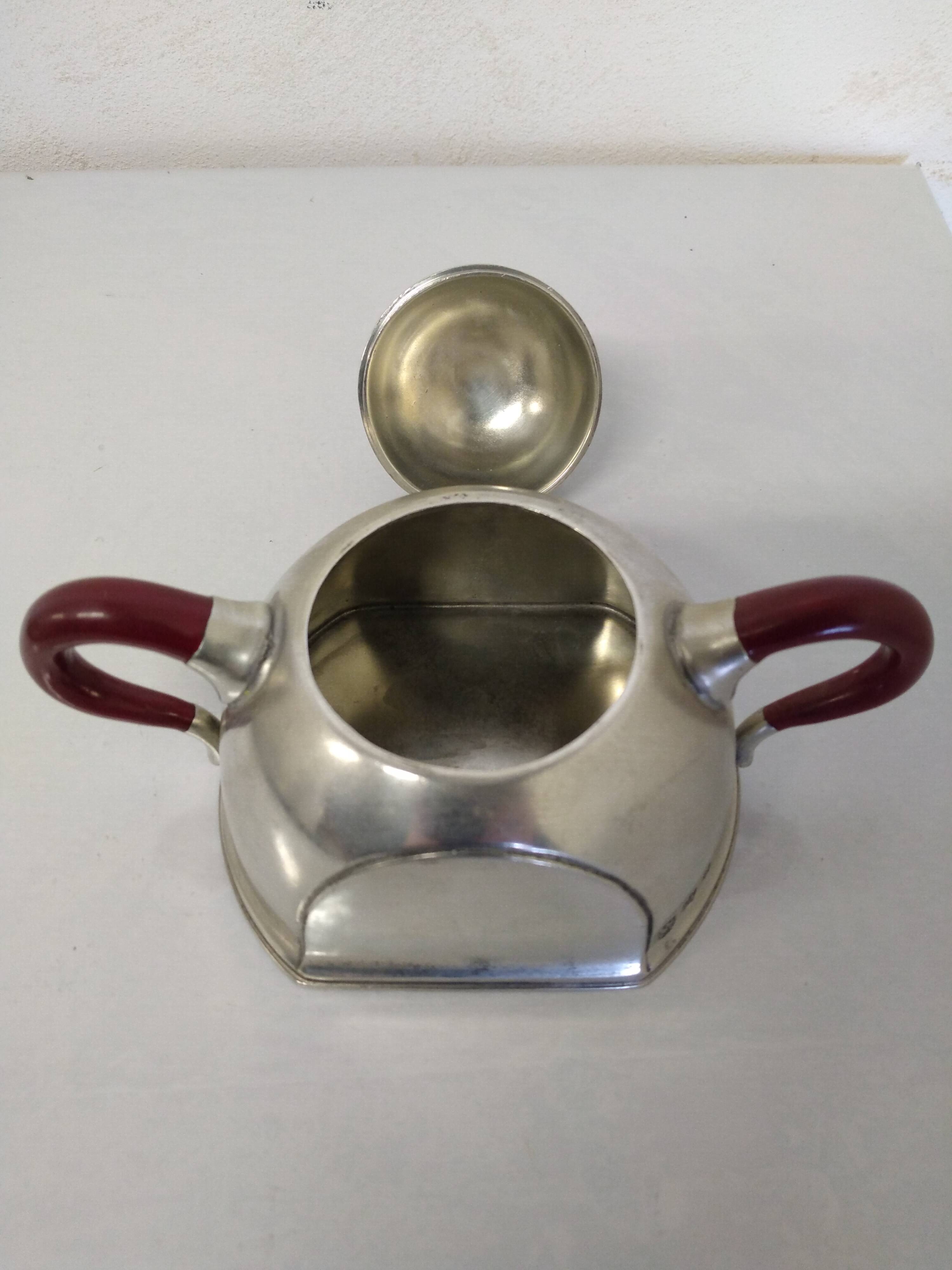 Cosi Tabellini Century 24 Pewter And Red Bakelite Tea And Coffee Service