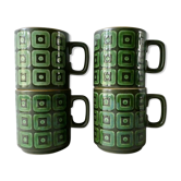 Lot of 4 ceramic mugs, your khaki, 70s